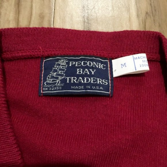 Vintage Peconic Bay Traders Red Sweater Vest M Mens Acrylic  V Neck Usa Made - Picture 7 of 10